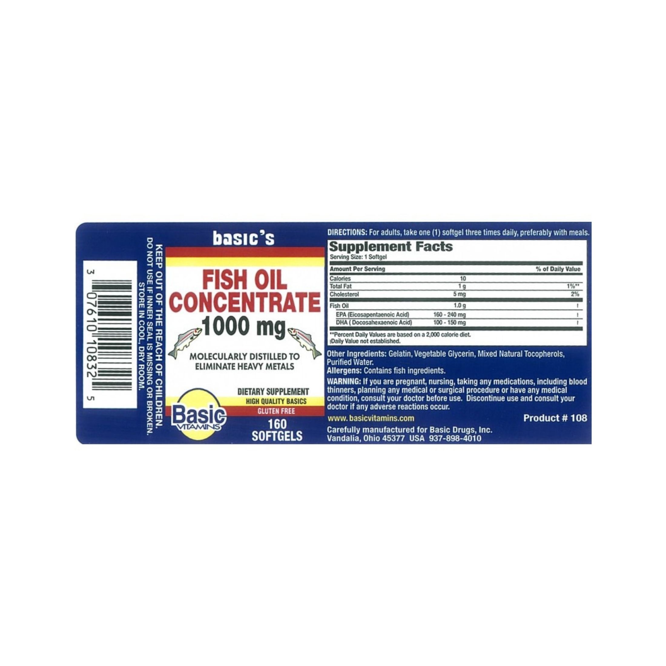 Basic Vitamins Enteric Coated Fish Oil 100 Mg