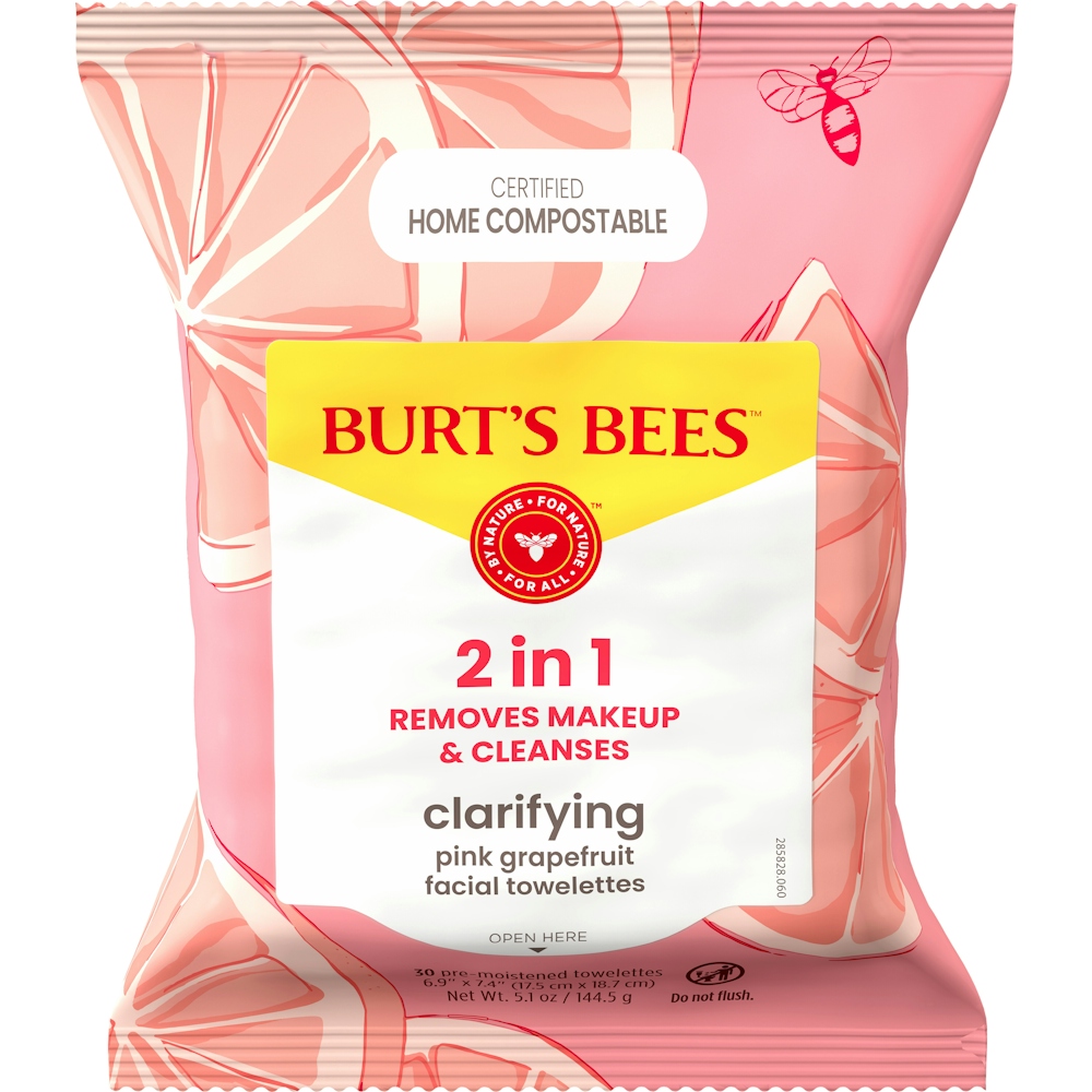 Burt's Bees Clarifying Facial Towelettes For All Skin Types Pink Grapefruit