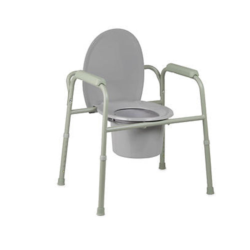Cypress Medical Products Folding Commode Chair Fixed Arm Steel Back