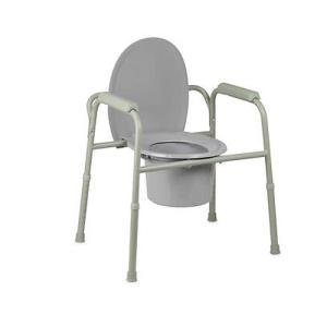 Cypress Medical Products Folding Commode Chair Fixed Arm Steel Back