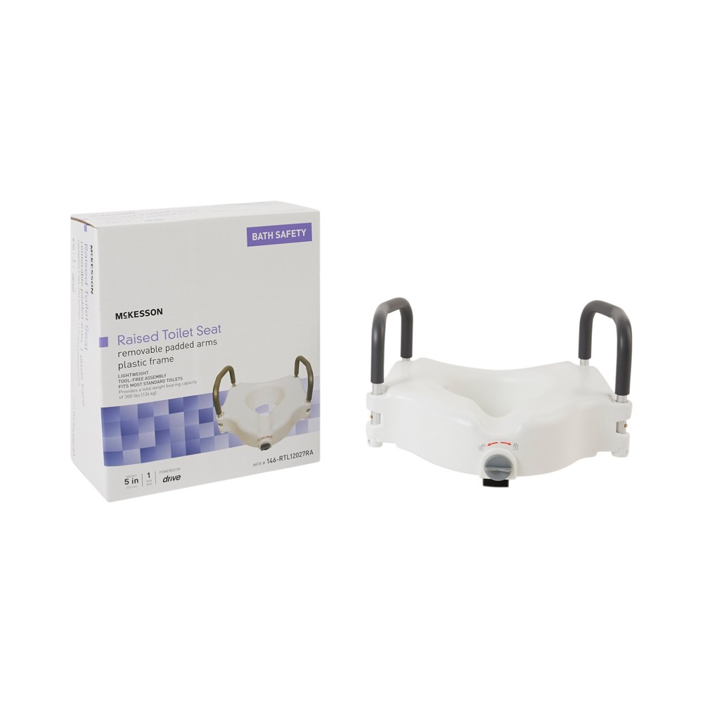 McKesson Raised Toilet Seat, Removable Arms, 5" Height