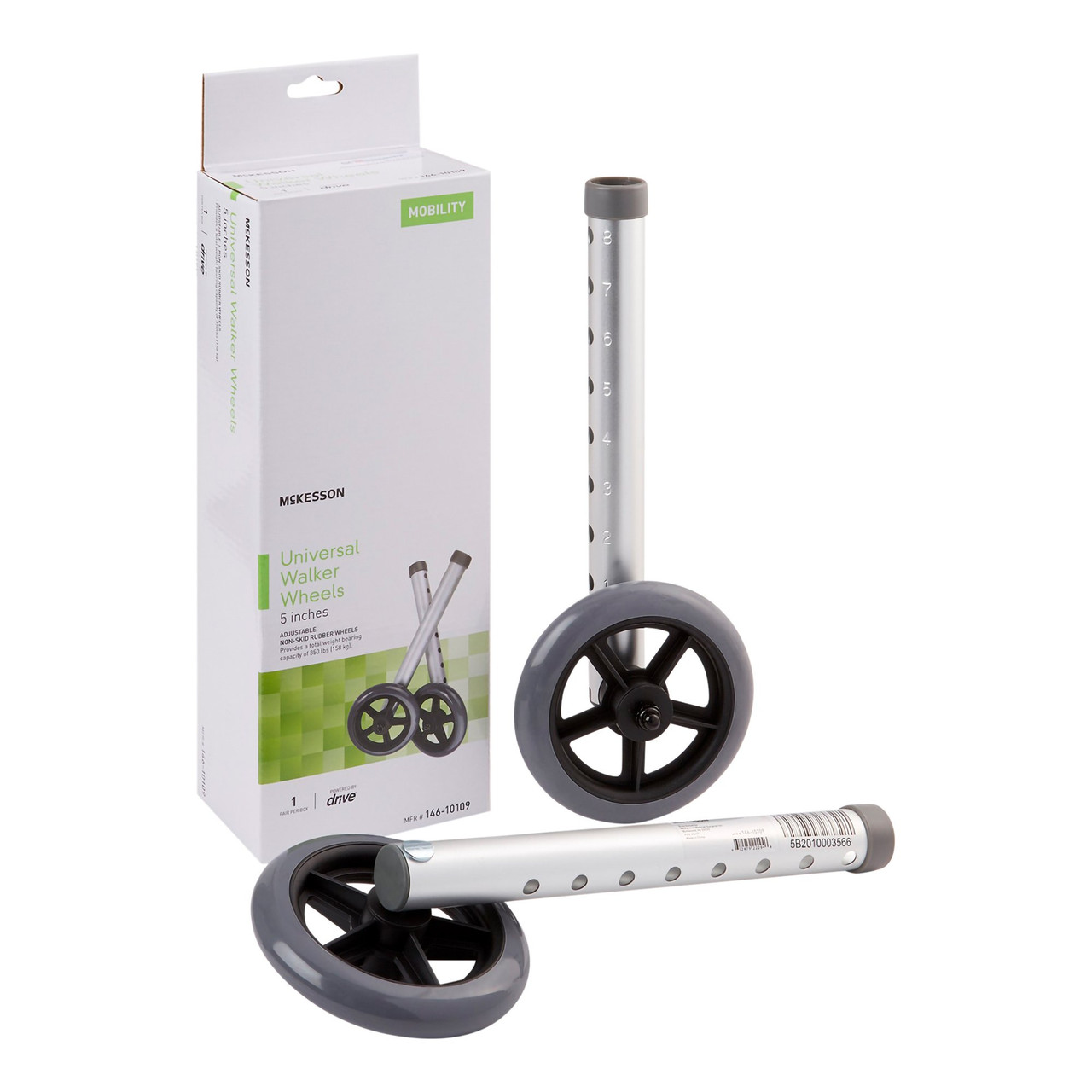 McKesson Universal Walker Wheels 5 Inch, 1 Pair
