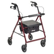 McKesson Drive 4 Wheel Rollator 32 To 37 Inch Red Folding Aluminum 32 To 37 Inch