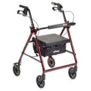 McKesson Drive 4 Wheel Rollator 32 To 37 Inch Red Folding Aluminum 32 To 37 Inch