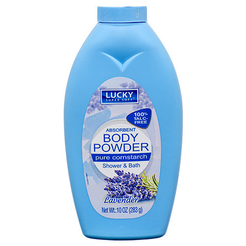 Lucky Super Soft Cornstarch Body Powder Lavender 10oz