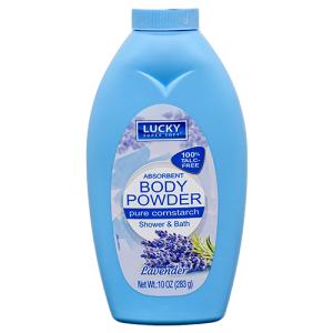 Lucky Super Soft Cornstarch Body Powder Lavender 10oz