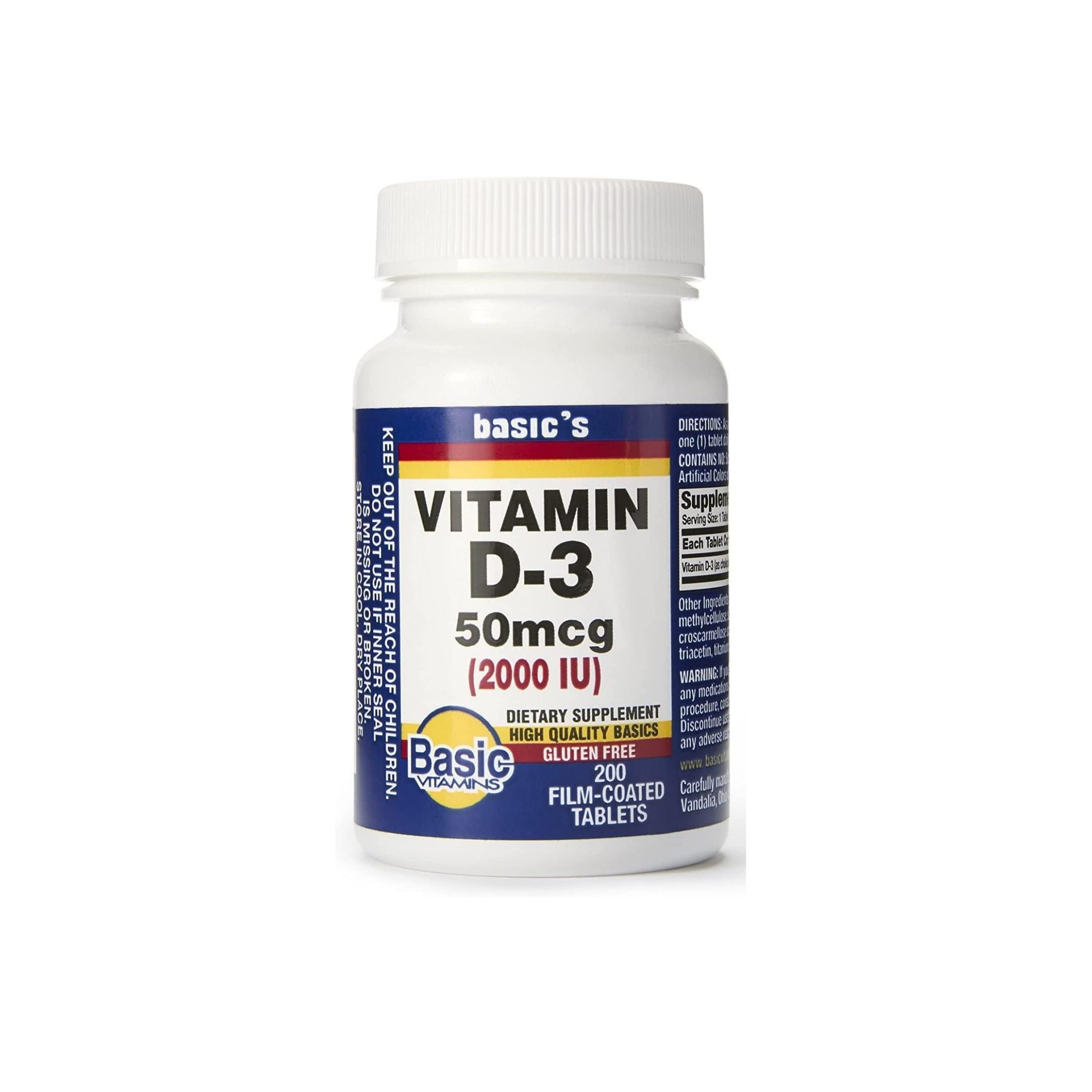 Basic Vitamins Vitamin D-3 1000 IU Film-Coated Tablets