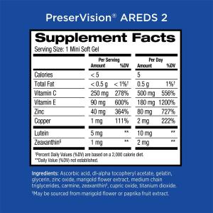 PreserVision AREDS Lutein Eye Vitamin & Mineral Supplement, Beta-Carotene Free, Soft Gels