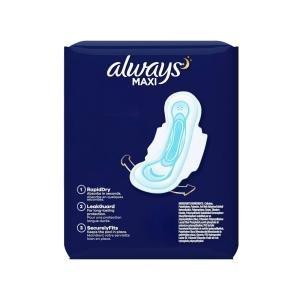 Always Maxi Pads Size 4 Overnight Absorbency Unscented With Wings