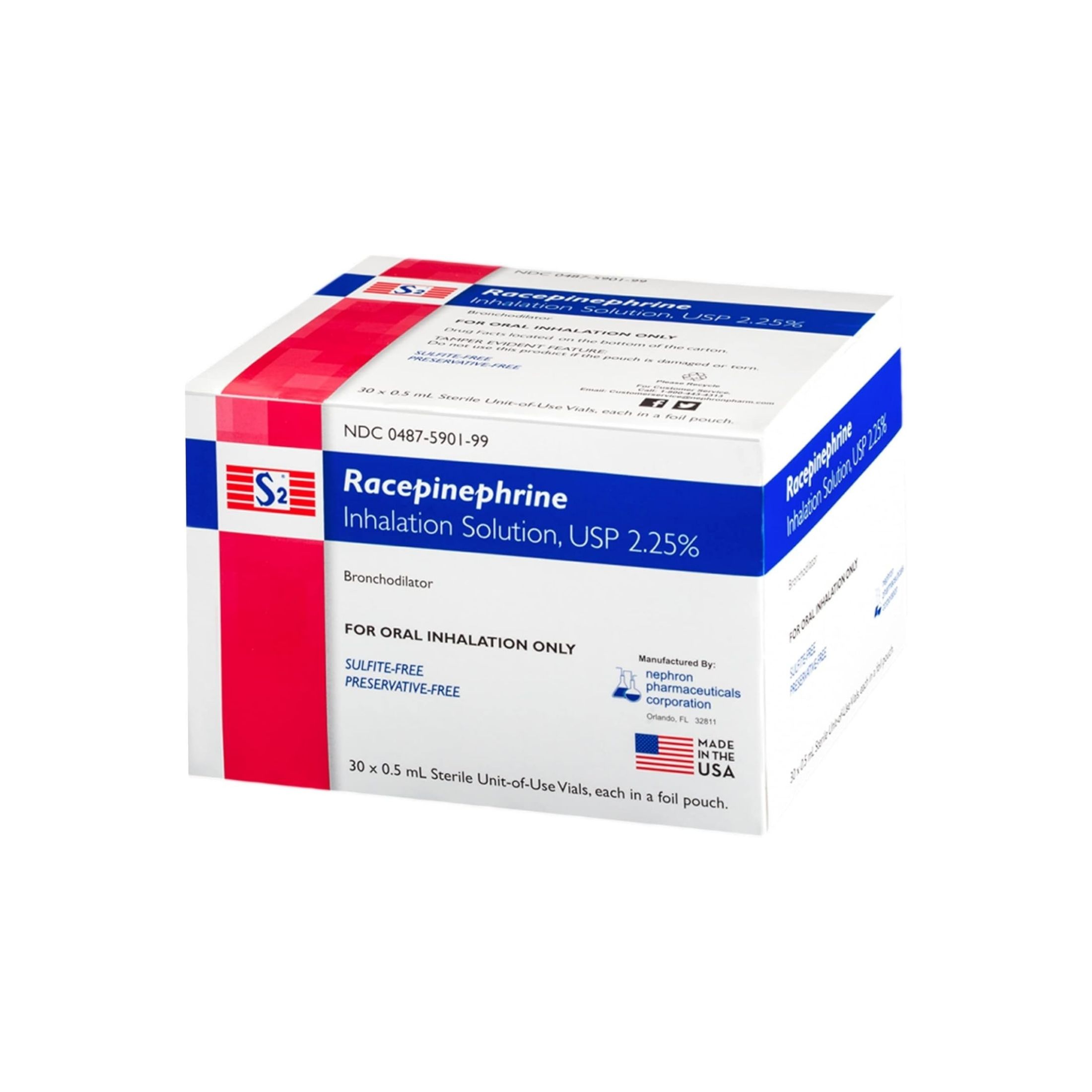 Nephron Pharmaceutical 12458900 S2 Racepinephrine Inhalation Solution