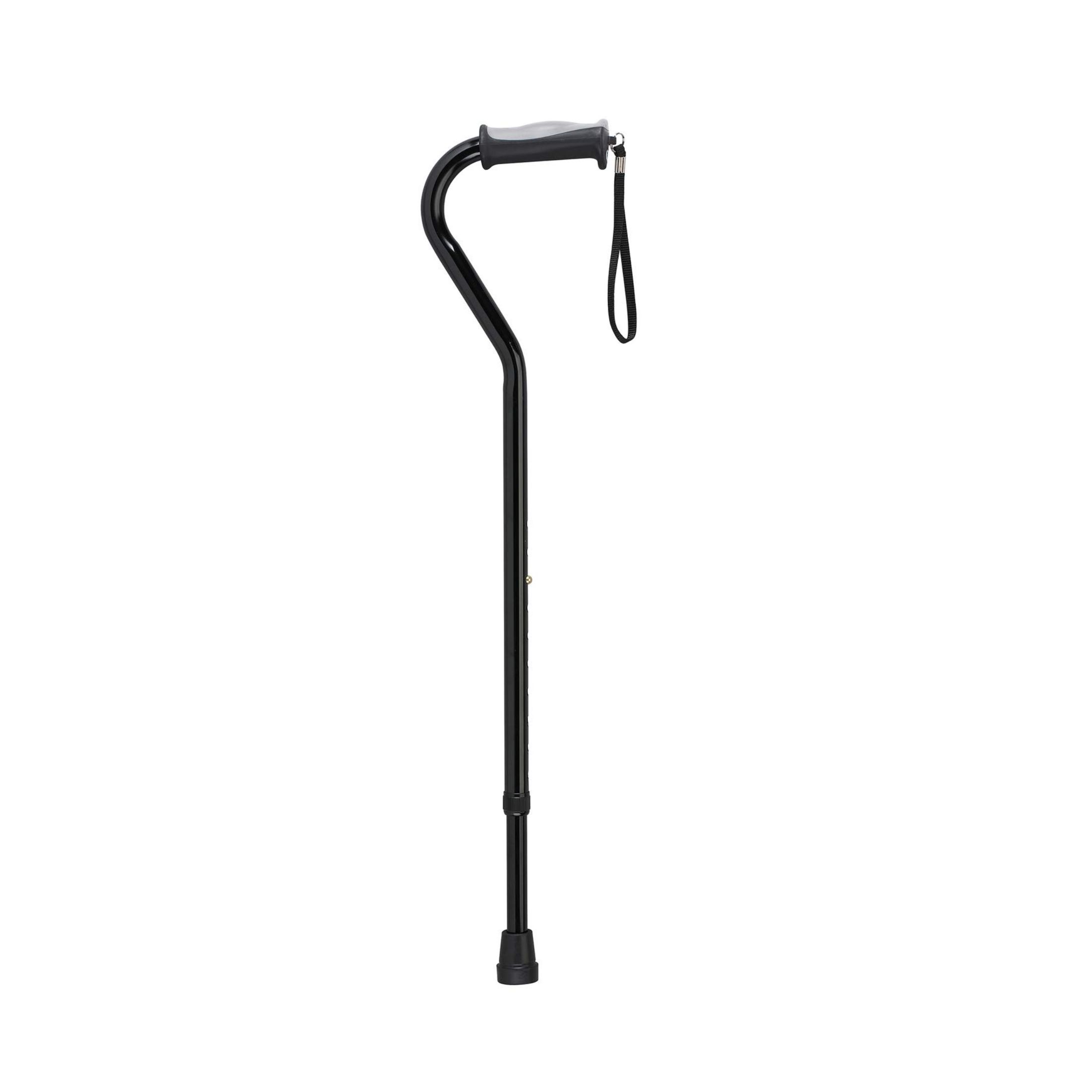 Drive Medical Adjustable Height Offset Handle Black Cane With Gel Hand Grip
