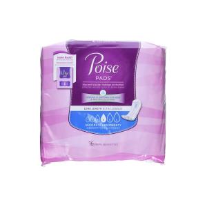 Poise Incontinence Pads, Moderate Absorbency, Long – 3-in-1 Protection For Bladder Leaks, Comfort