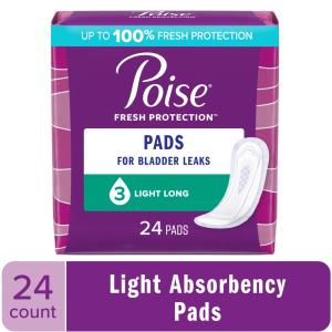 Poise Ultra Thin Pads Long Length Light Absorbency