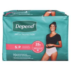 Depend Fit-Flex Adult Incontinence Underwear For Women, Disposable, Maximum Absorbency, Small, Blush