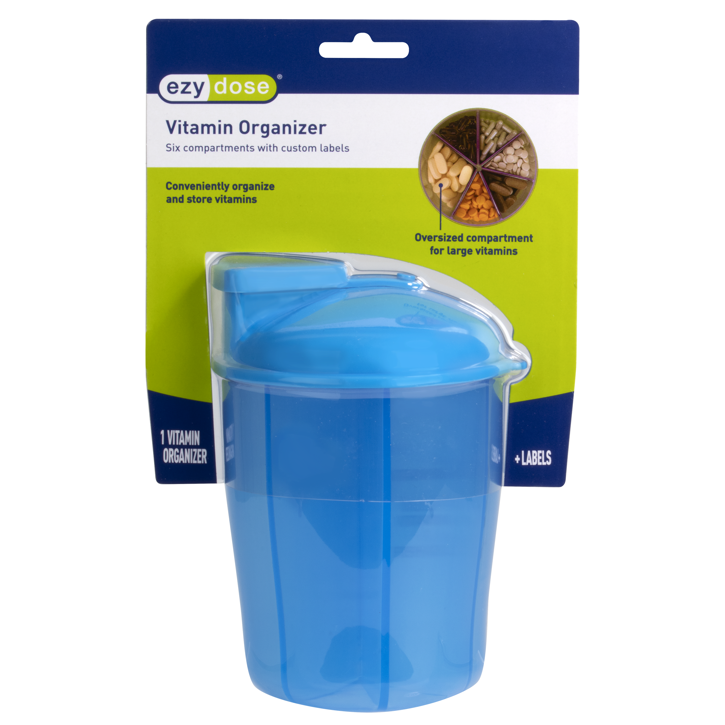 Acu-Life Ezy Dose Vitamin Organizer 6 Large Compartments For Monthly 30-Day Storage