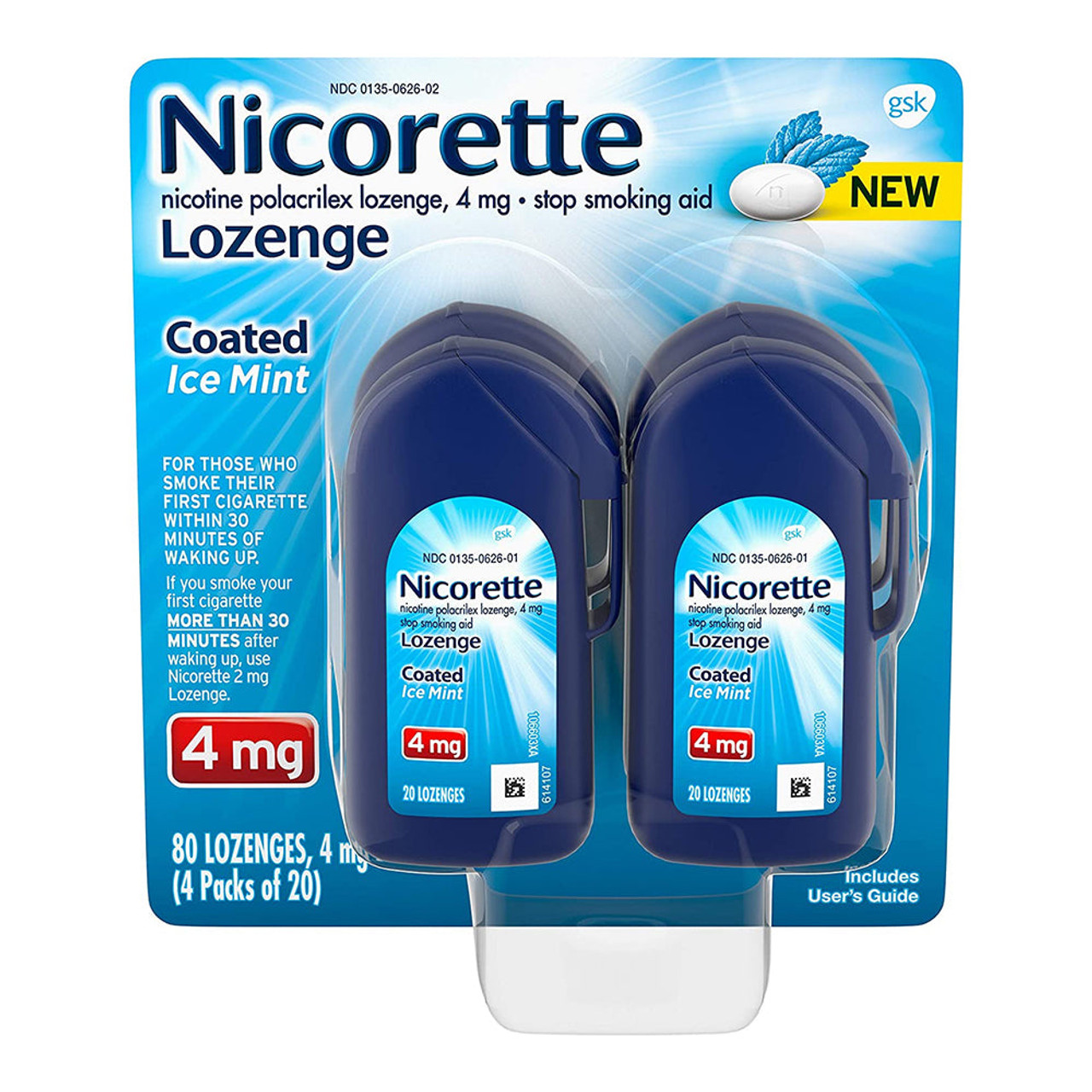 Nicorette Stop Smoking Aid, 4 Mg, Coated Ice Mint, Lozenges