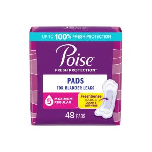 Poise Incontinence Pads, Maximum Absorbency, Regular Length, 84ct