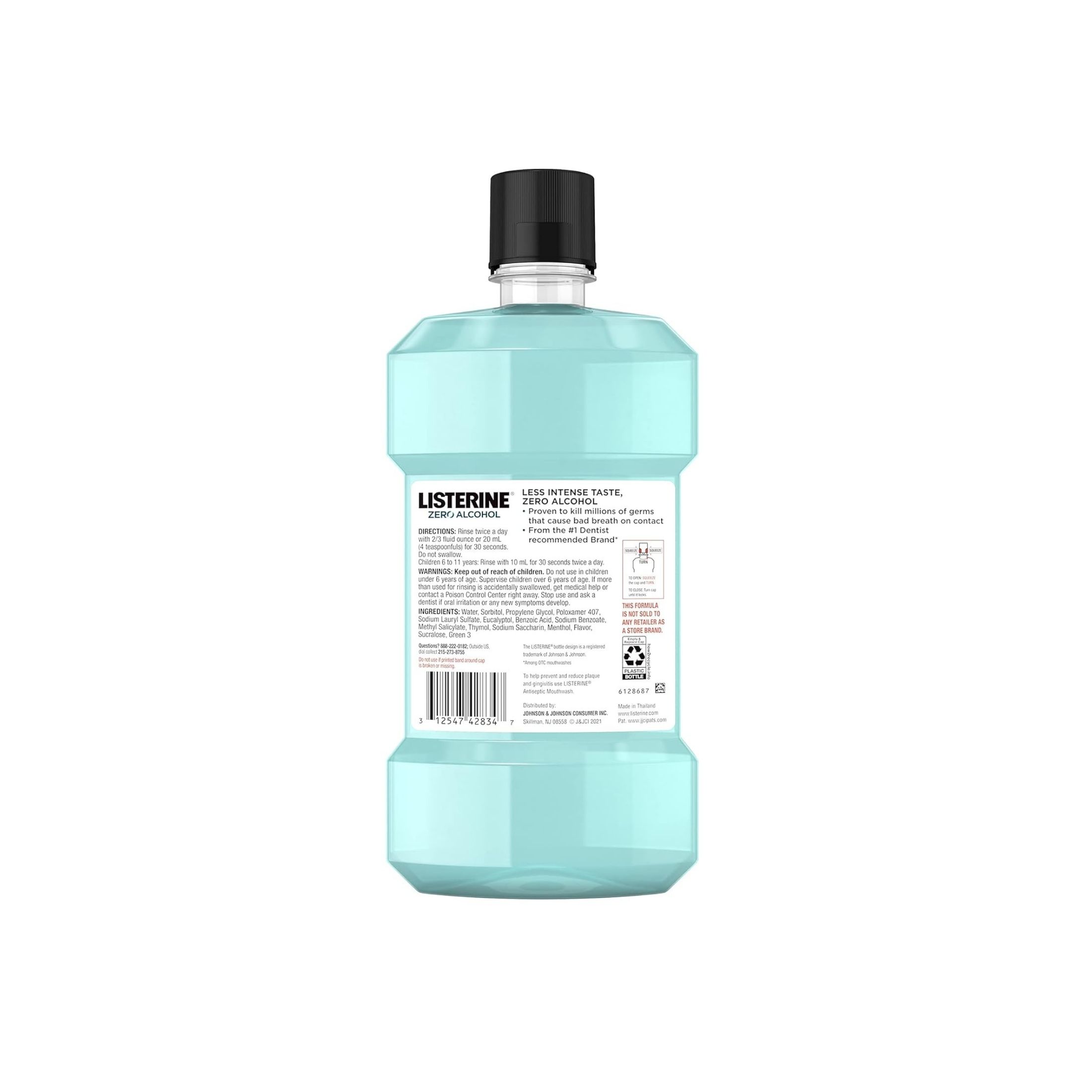 Listerine Mouthwash, Zero Alcohol, Cool Mint 1.05 Pt