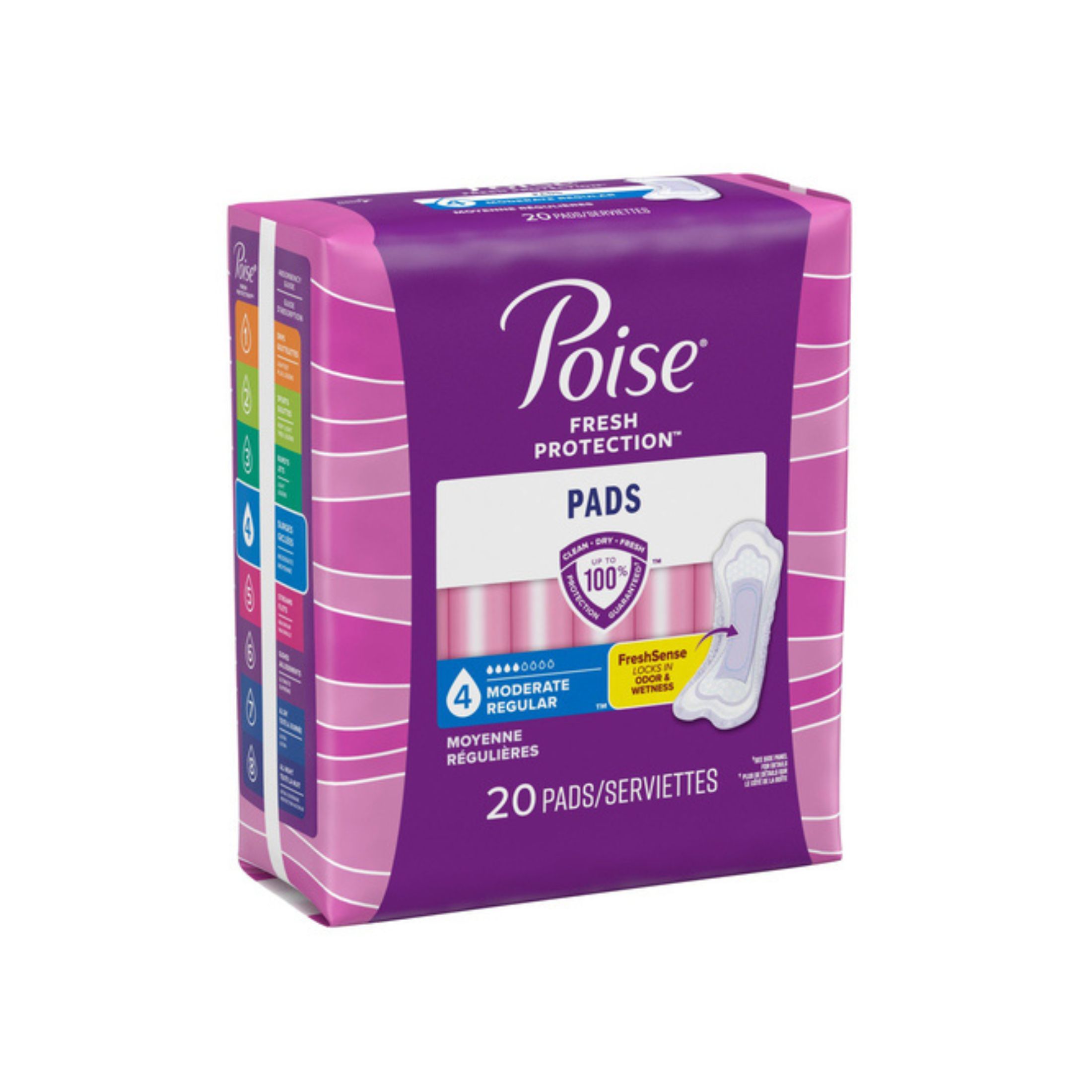 Poise Incontinence Pads, 20 Count, Moderate Absorbency, Regular Length For All-Day Freshness
