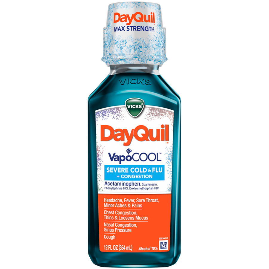 Vicks DayQuil VapoCOOL Severe Cold Flu + Congestion Liquid Medicine - 12 Fl Oz