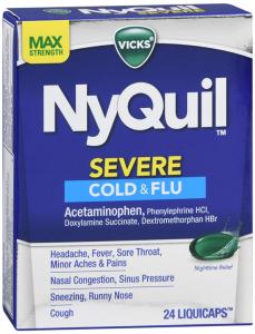 Vicks Cold & Flu, Severe, Max Strength, Nighttime Relief, Liqui Caps