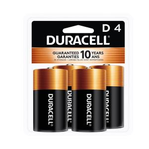 Duracell Coppertop D Batteries - 4 Pack Alkaline Battery