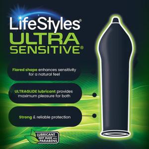 LifeStyles Ultra Sensitive Condoms Lubricated Latex