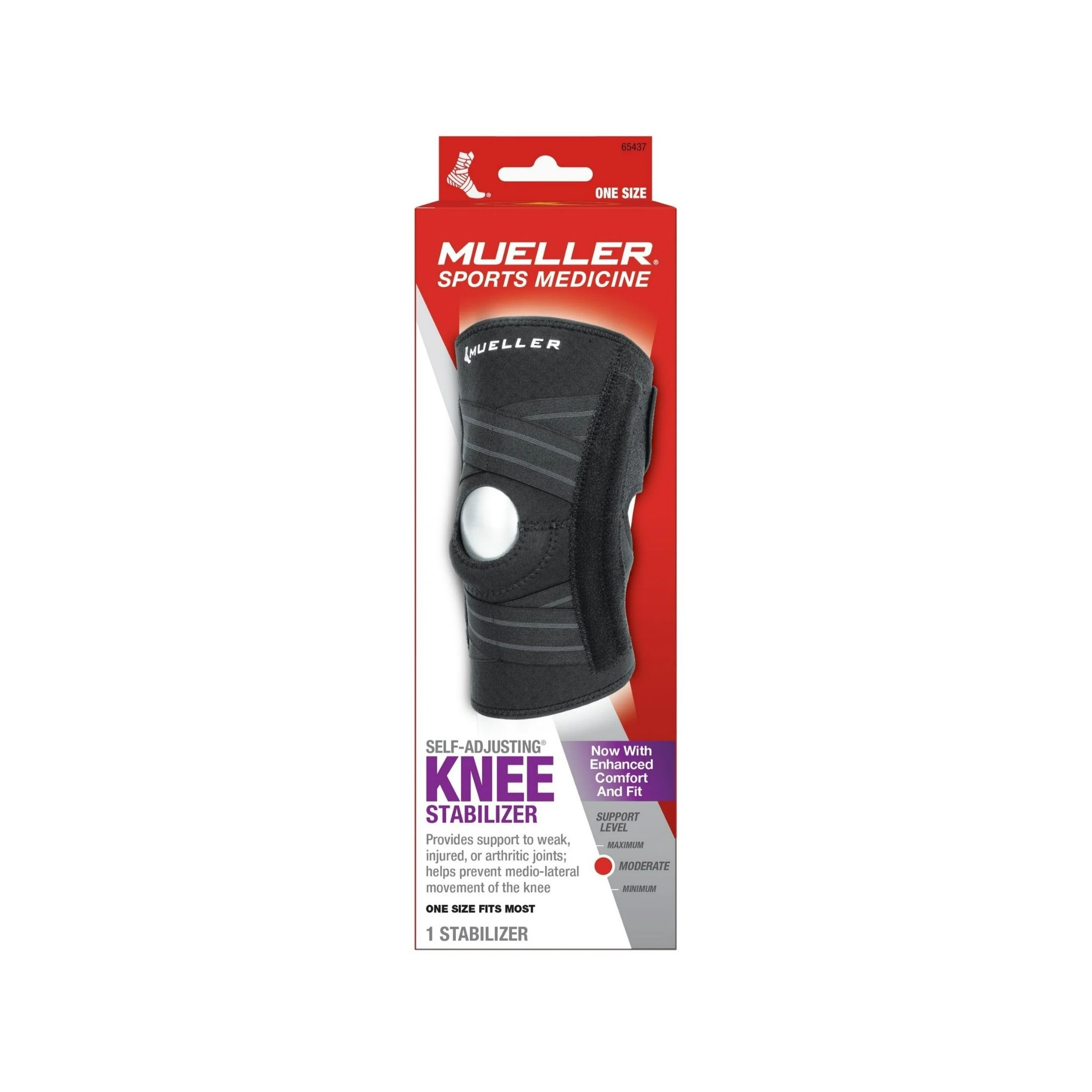 Mueller Self Adjusting Knee Stabilizer One Size Fits Most Black