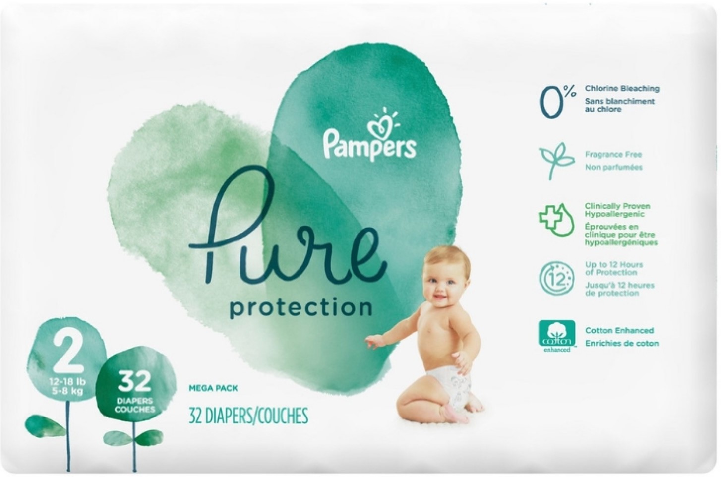 Pampers Pure Protection Diapers Mega Pack, Size 2