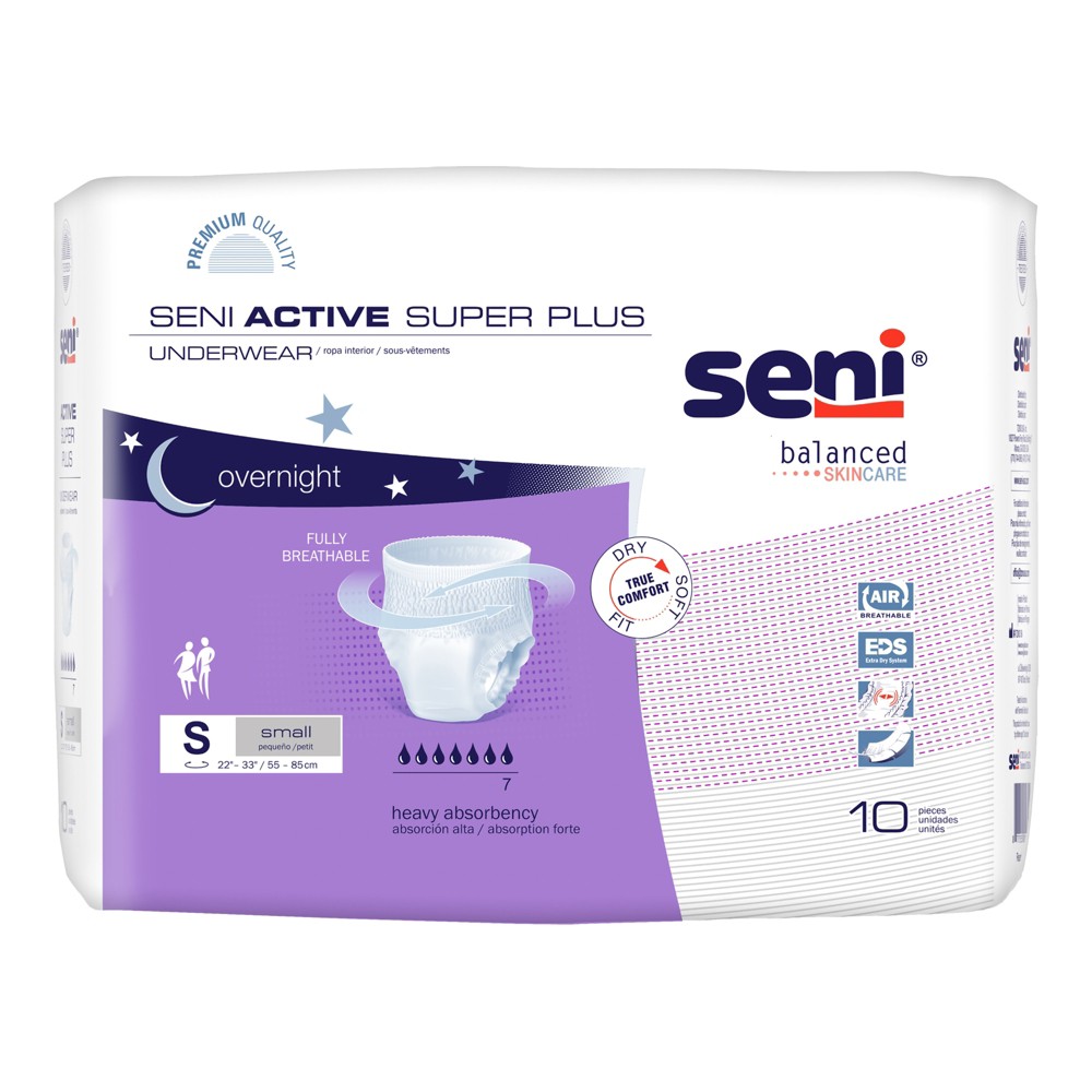 Seni Active Super Plus Disposable Underwear Pull On With Tear Away Seams Small, S-SM10-AP1, Heavy