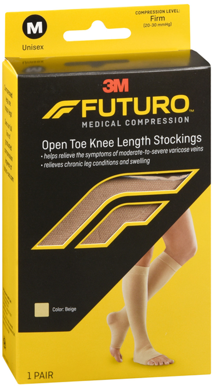 Futuro Stockings, Open Toe Knee Length, Unisex, Medium, Beige