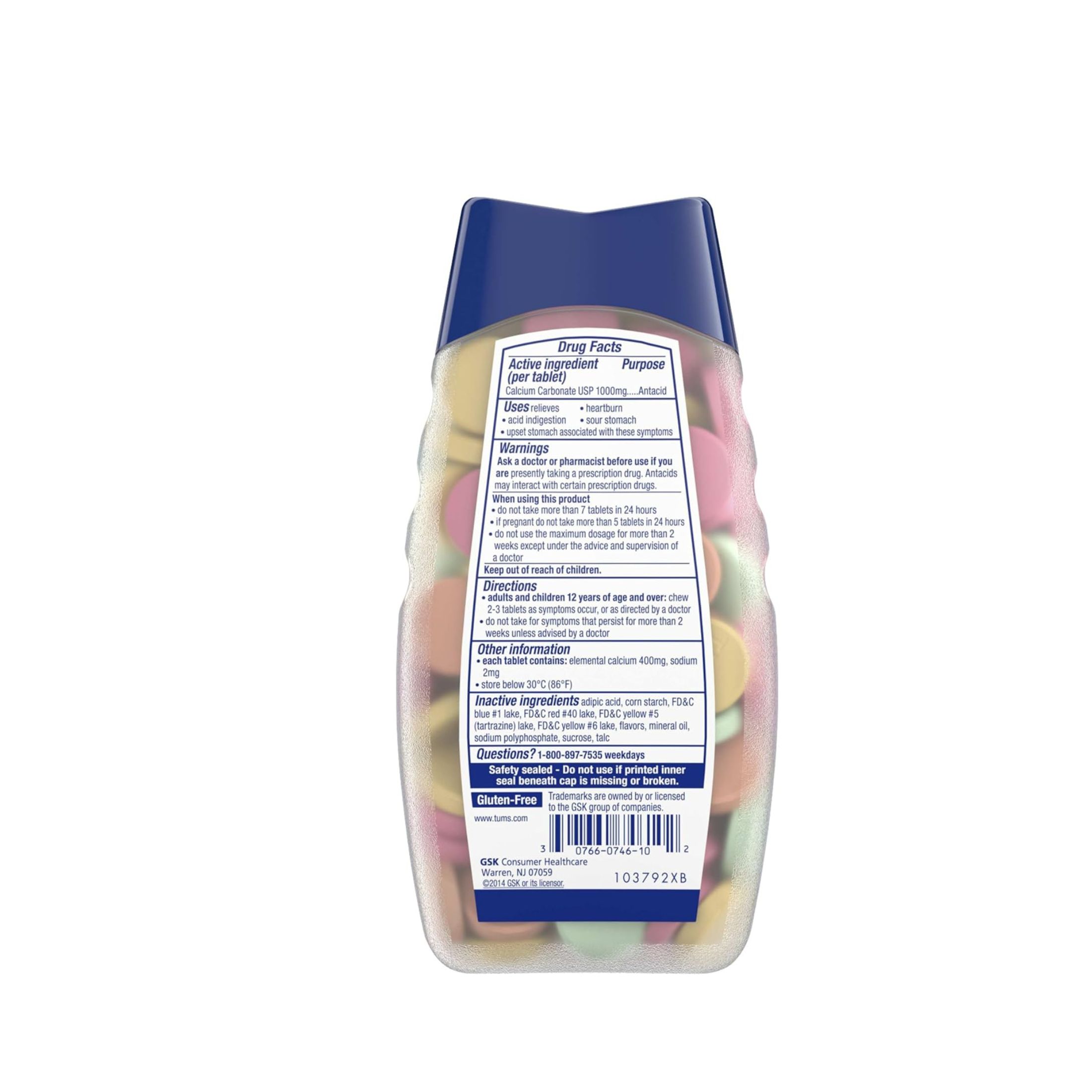 Tums 74610 Ultra Strength Assorted Fruit Antacid Chewable Tablet For Heartburn Relief