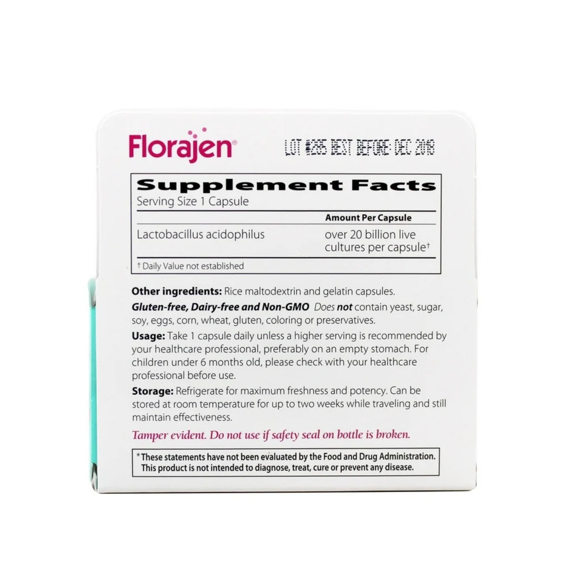 Florajen Acidophilus Probiotic Capsules 60 Caps