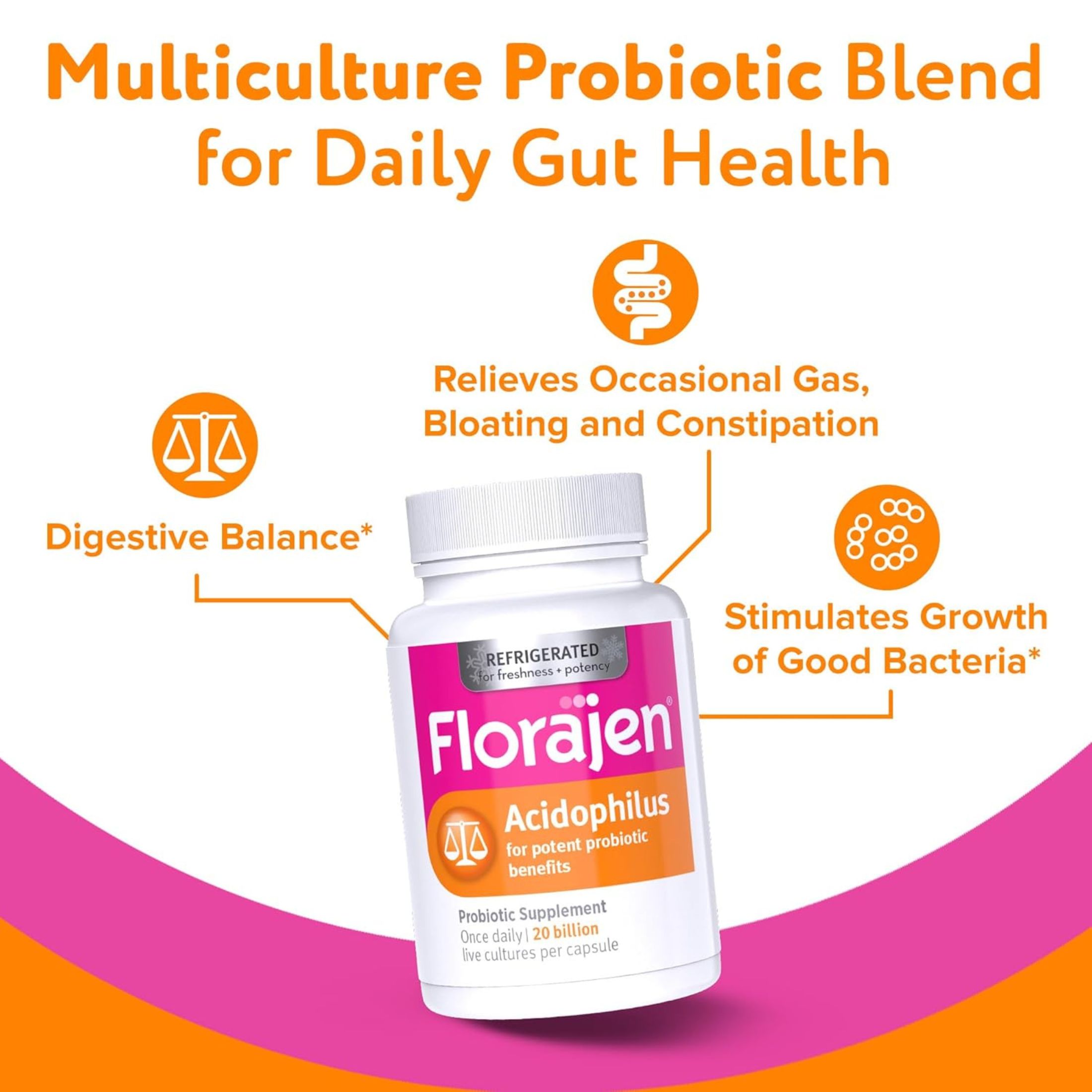 Florajen Digestion Probiotics, 60 Capsules
