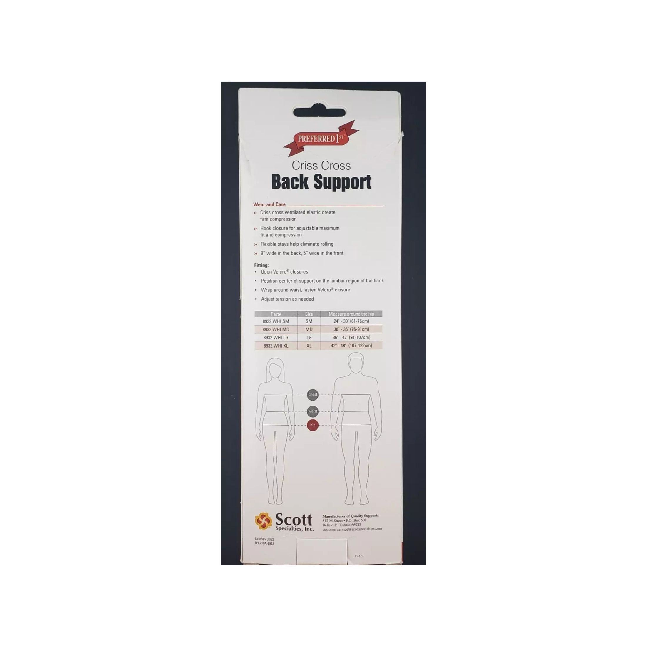Scott Specialties White Back Support Medium
