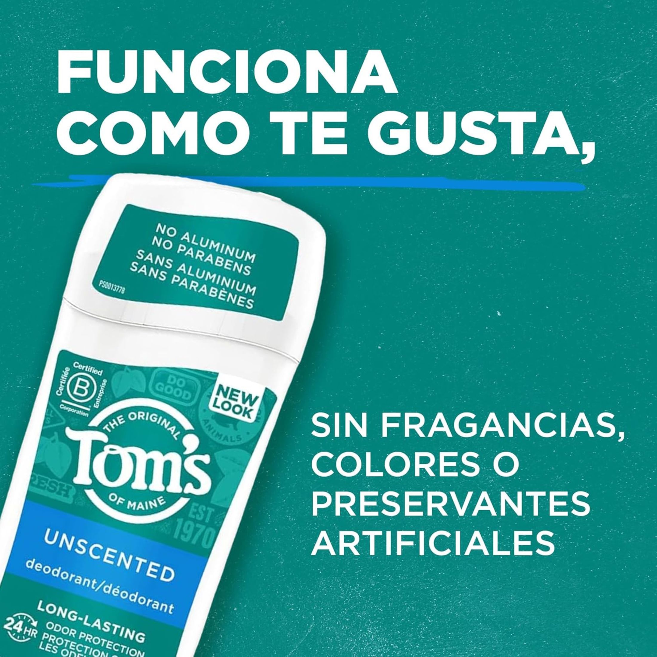 Tom's of Maine Long Lasting Unscented Natural Deodorant Stick - 2.25oz