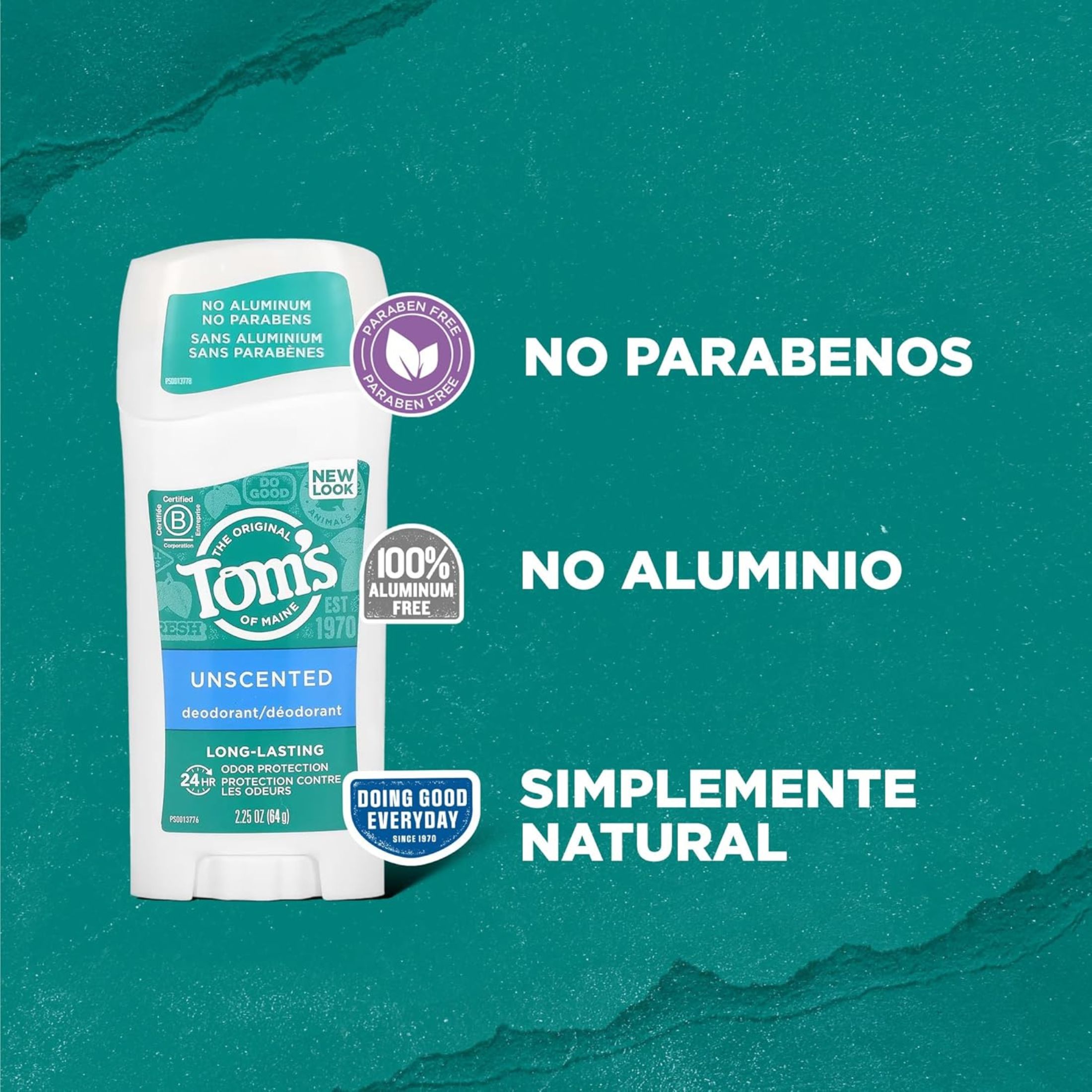 Tom's of Maine Long Lasting Unscented Natural Deodorant Stick - 2.25oz