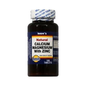 Basic Vitamins Natural Calcium Magnesium With Zinc - 100 Tabs