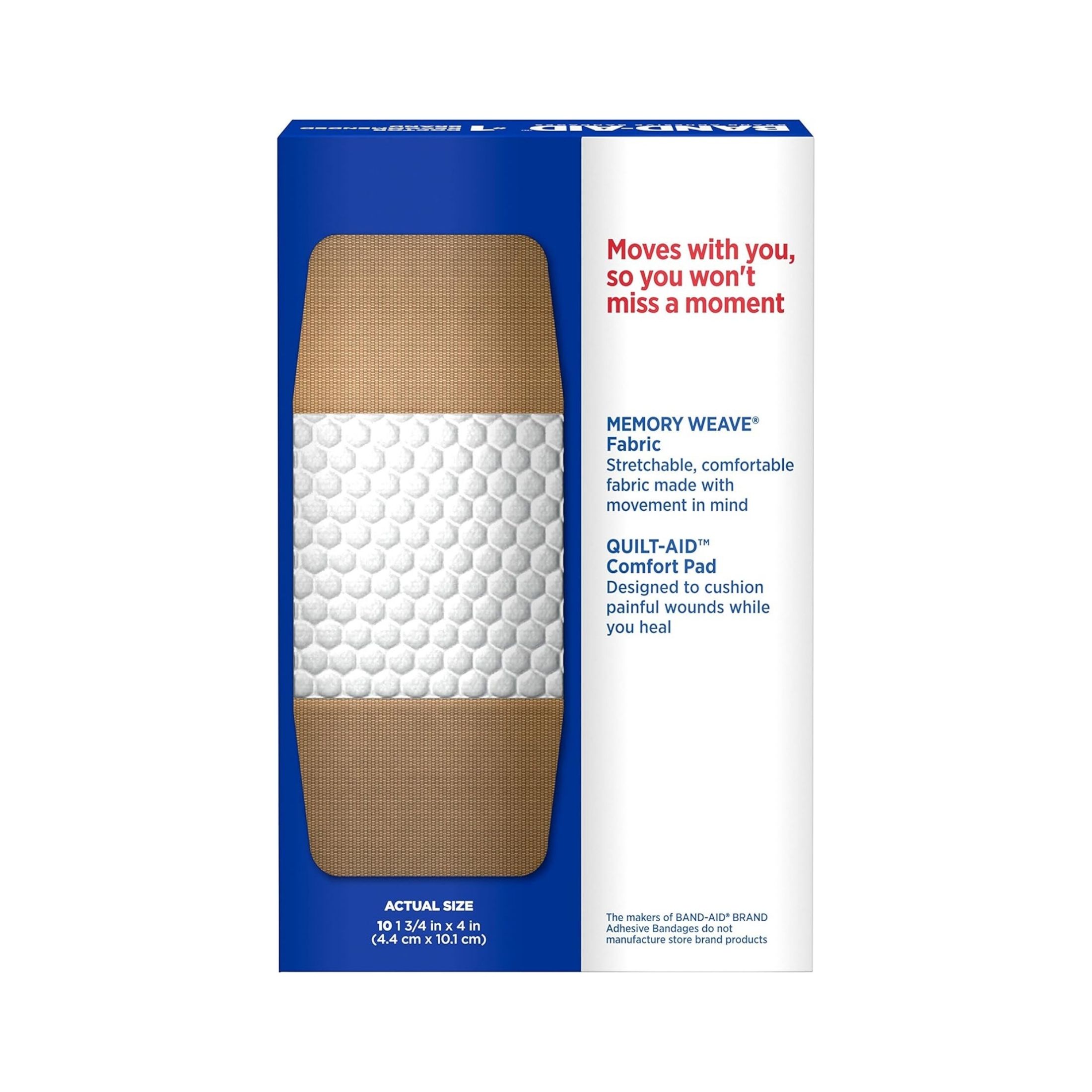 Band-Aid Brand Flexible Fabric Adhesive Bandages For Wound Care First Extra Large Size 10 Ct