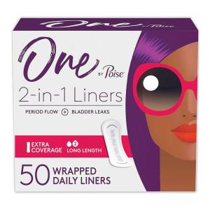 One by Poise Liners, 2 In 1, Extra Coverage, Long Length