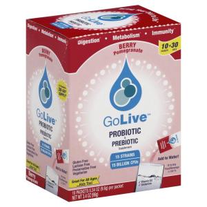 GoLive Probiotic + Prebiotic Supplement Packets Berry Pomegranate