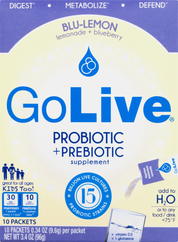 Golive Probiotic Products Prebiotic Packets Blueberry Lemon - 10ct