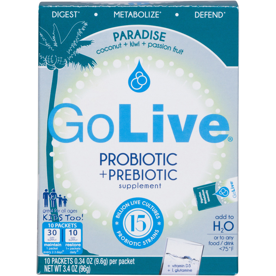 Mass Probiotics GoLive Probiotic + Prebiotic Packets Paradise Coconut Passion Fruit - 10ct