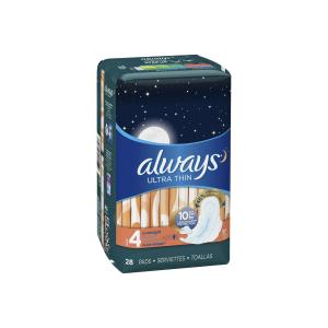 Always Pads, Ultra Thin, Flexi Wings, Overnight, Size 4