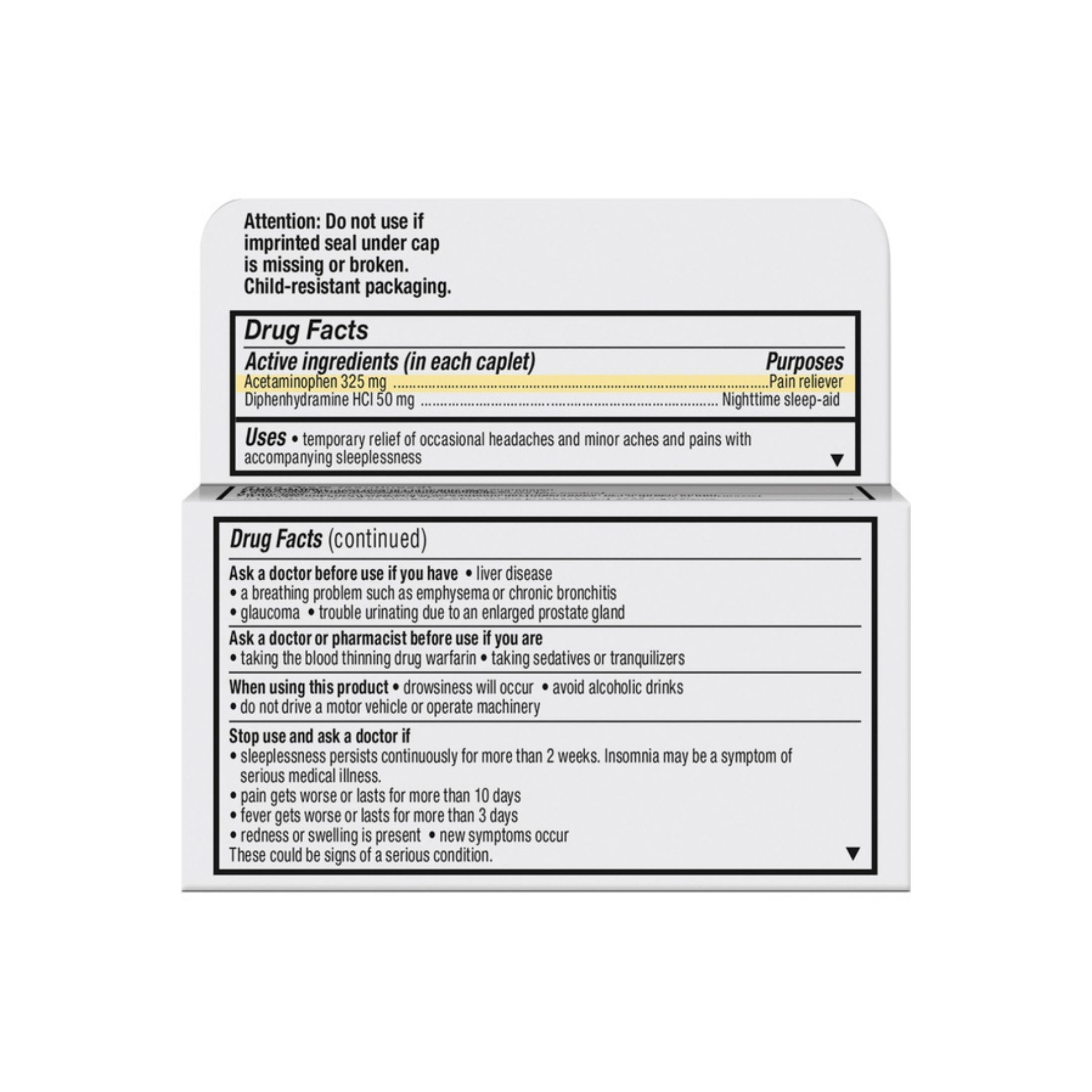 Unisom Nighttime Sleep Aid, Plus Pain Reliever, Clinical Strength, Caplets