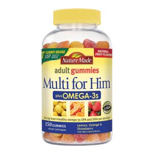 Nature Made Multi + Omega 3, For Him, Gummies, Strawberry, Lemon & Orange, Value Size