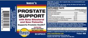 Basic Vitamins Prostate Support Capsules 60 Ct