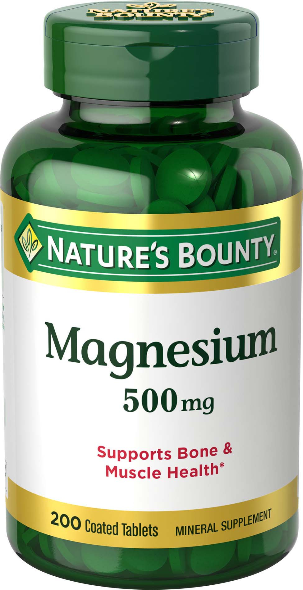 Nature's Bounty Mineral Magnesium Coated Tablets, 500 Mg