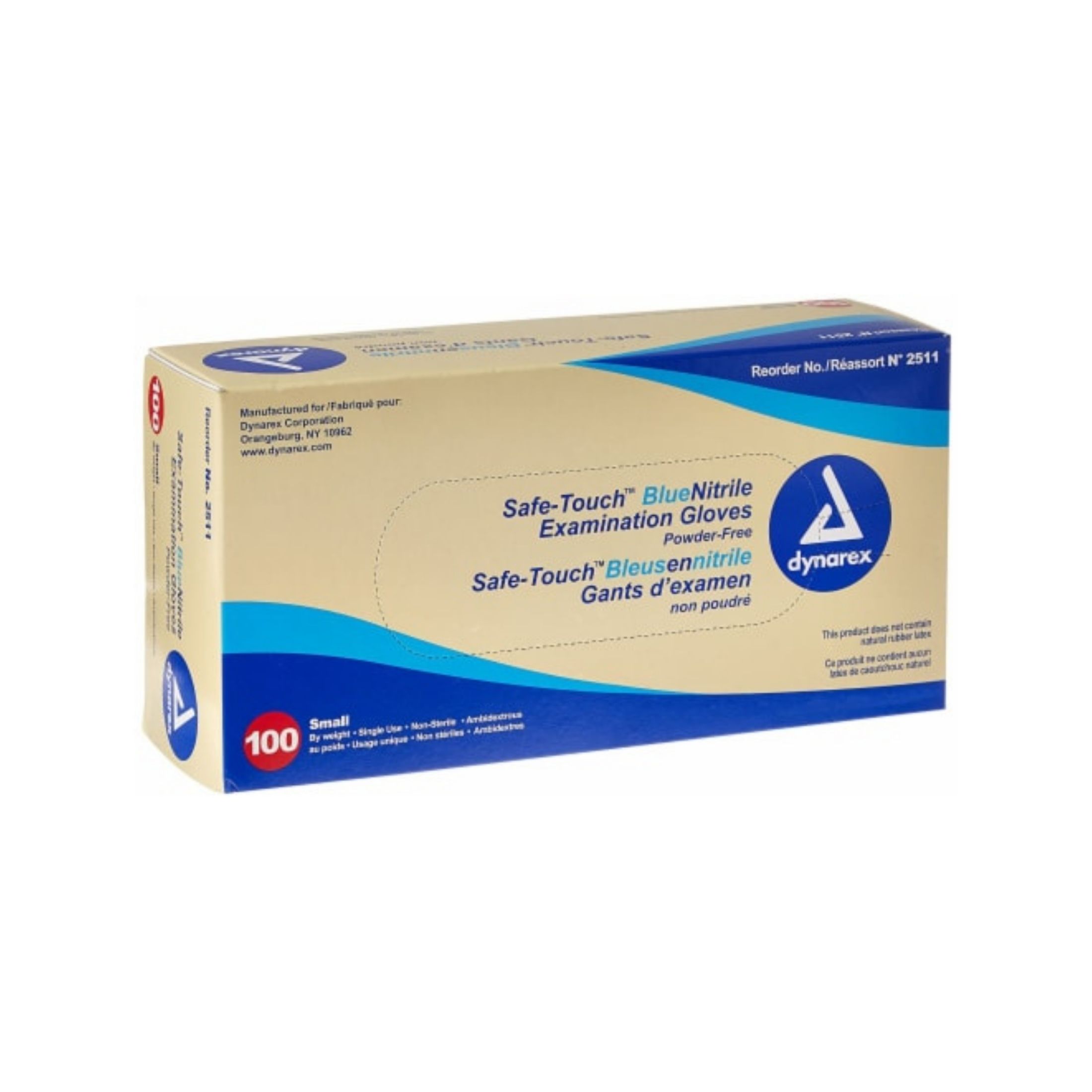 Dynarex Safe-Touch Blue Nitrile Exam Gloves, Powder-Free