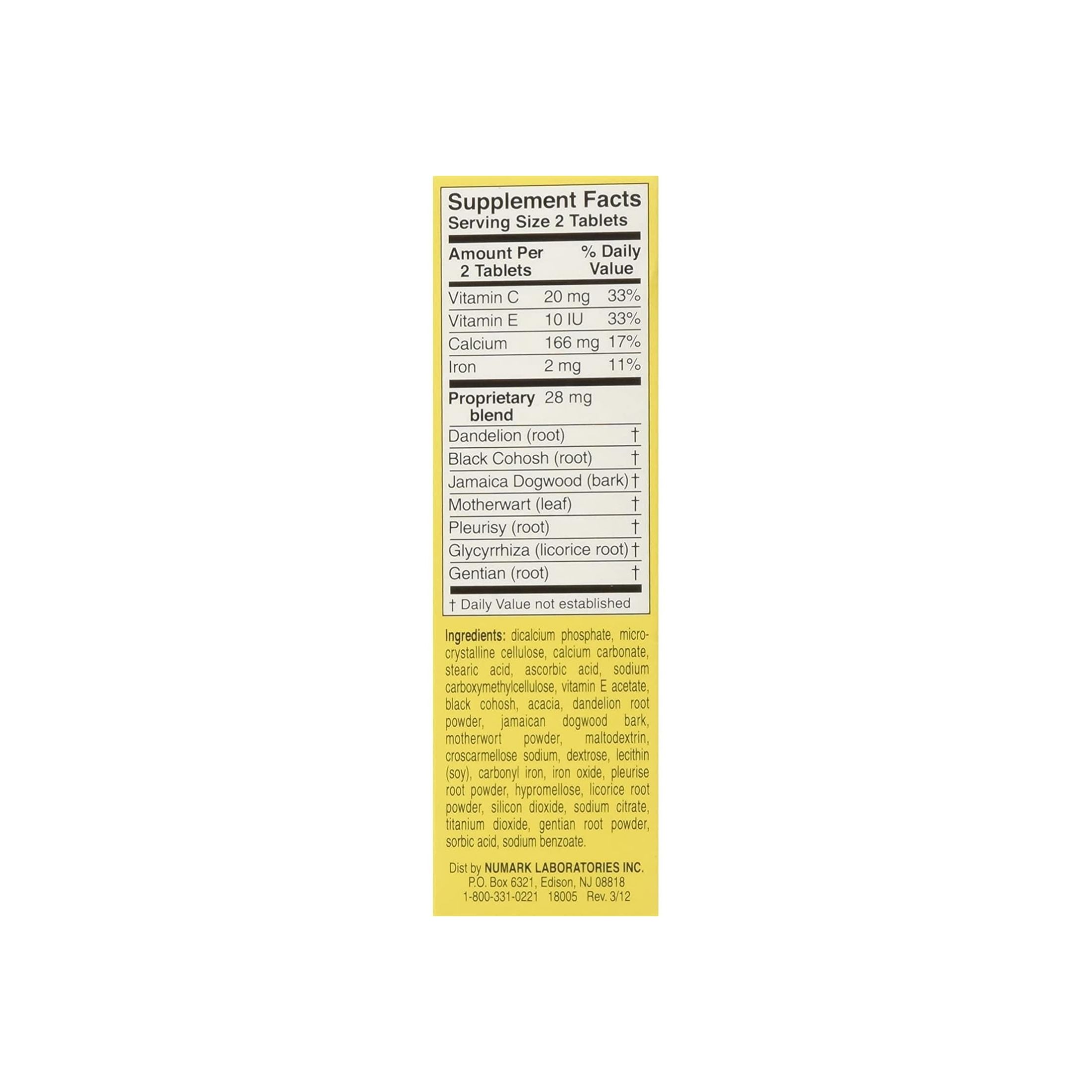 Lydia Pinkham Herbal Tablet Supplement 72 Tablets